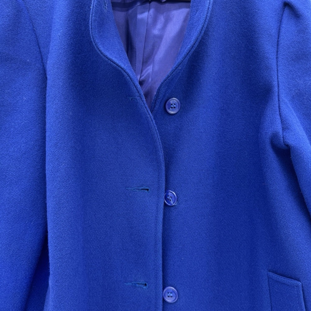 VINTAGE MISS NEW YORKER 60-70's Peacoat Wool Blend Royal Blue Buttons Womens 10 - Picture 3 of 11
